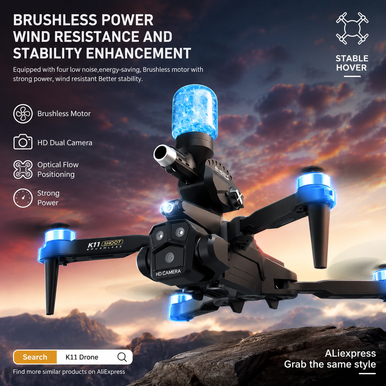 K11MAX Drone with Water Bombs  - مراجعة Drone Gimbal Mount وسعره