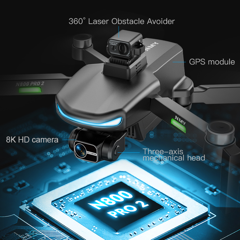 N800 PRO 2 GPS Drone Professio - مراجعة Drone Gimbal 2 Axis وسعره