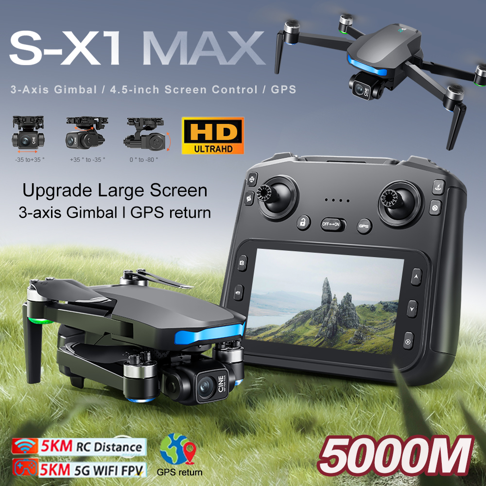 New S-X1 MAX Drone GPS 8K Prof - مراجعة Drone Gimbal 3 Axis وسعره